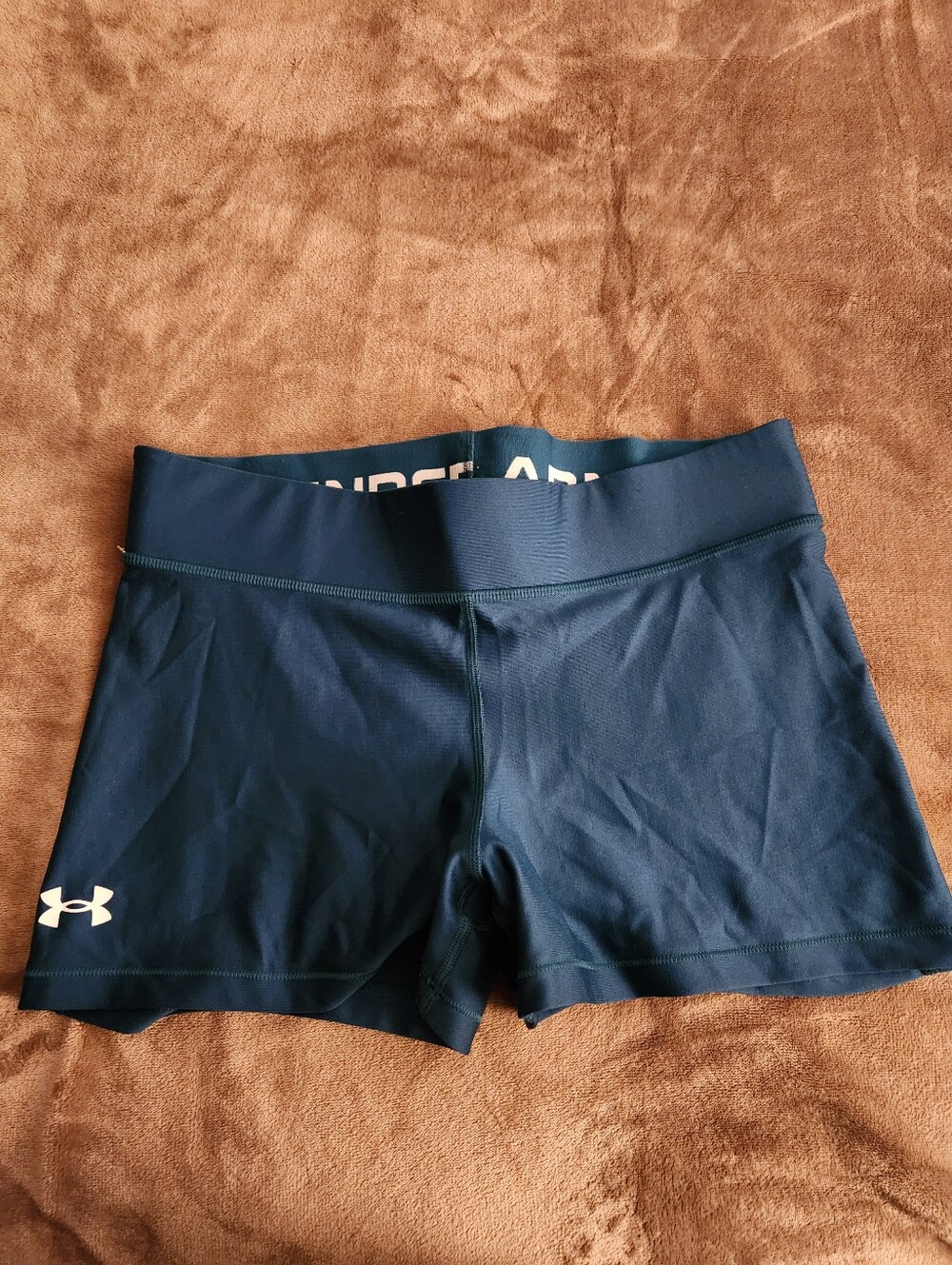 Under Armour Women's Teal Performance Bike Shorts Mid Rise Shortie L Large